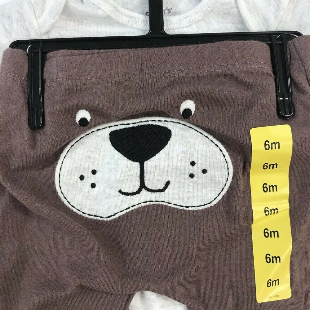 Carter's Boy 3 piece Bodysuit set White/Brown NWT - Picture 3 of 7